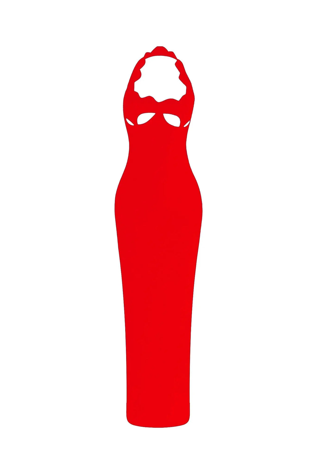 lara cutout backless Halter bandage maxi dress in red Avalabel