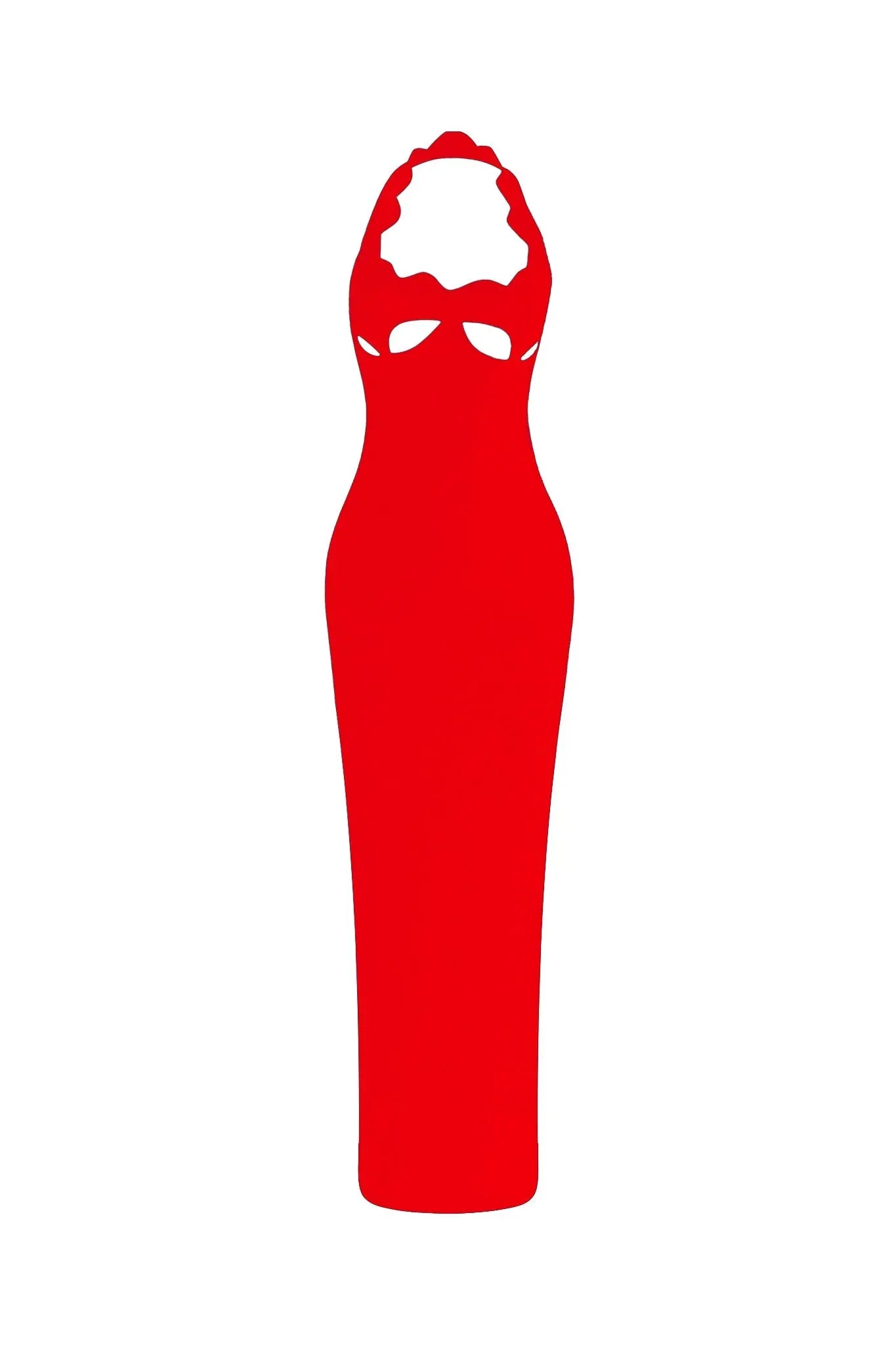 lara cutout backless Halter bandage maxi dress in red Avalabel