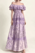 Kate Off Shoulder Ruffled Trim Floral Tiered Dress Avalabel