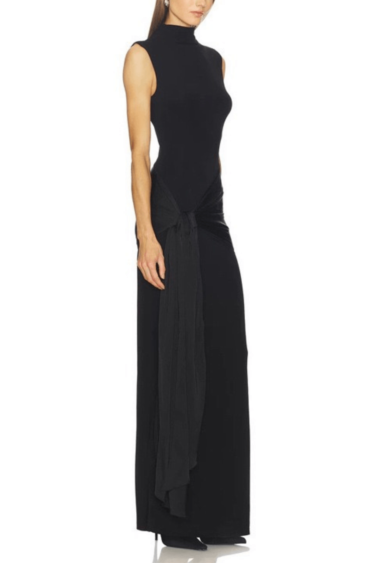 Dale Black Sleeveless Turtleneck Maxi Dress Avalabel