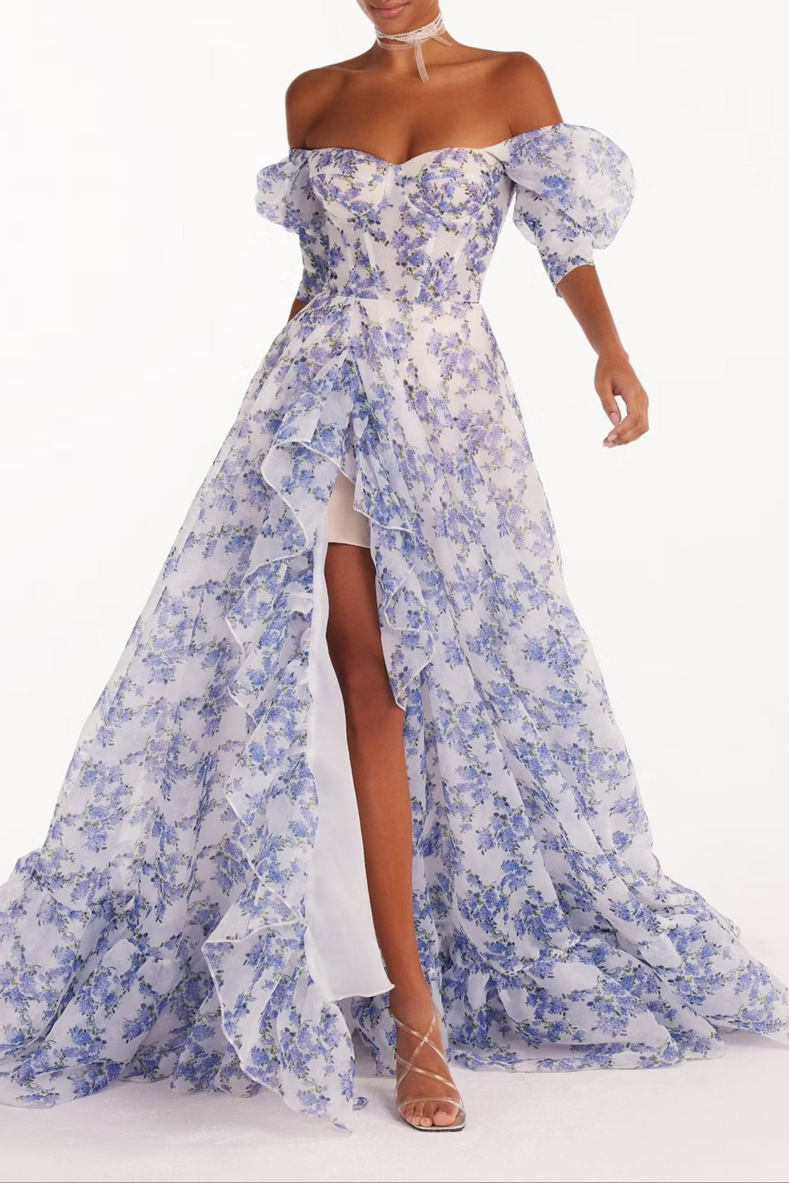 Blue Hydrangea maxi princess dress Avalabel
