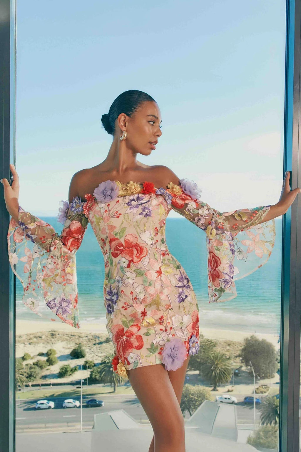 tabitha multicolor Off Shoulder Mini Dress in Floral Avalabel