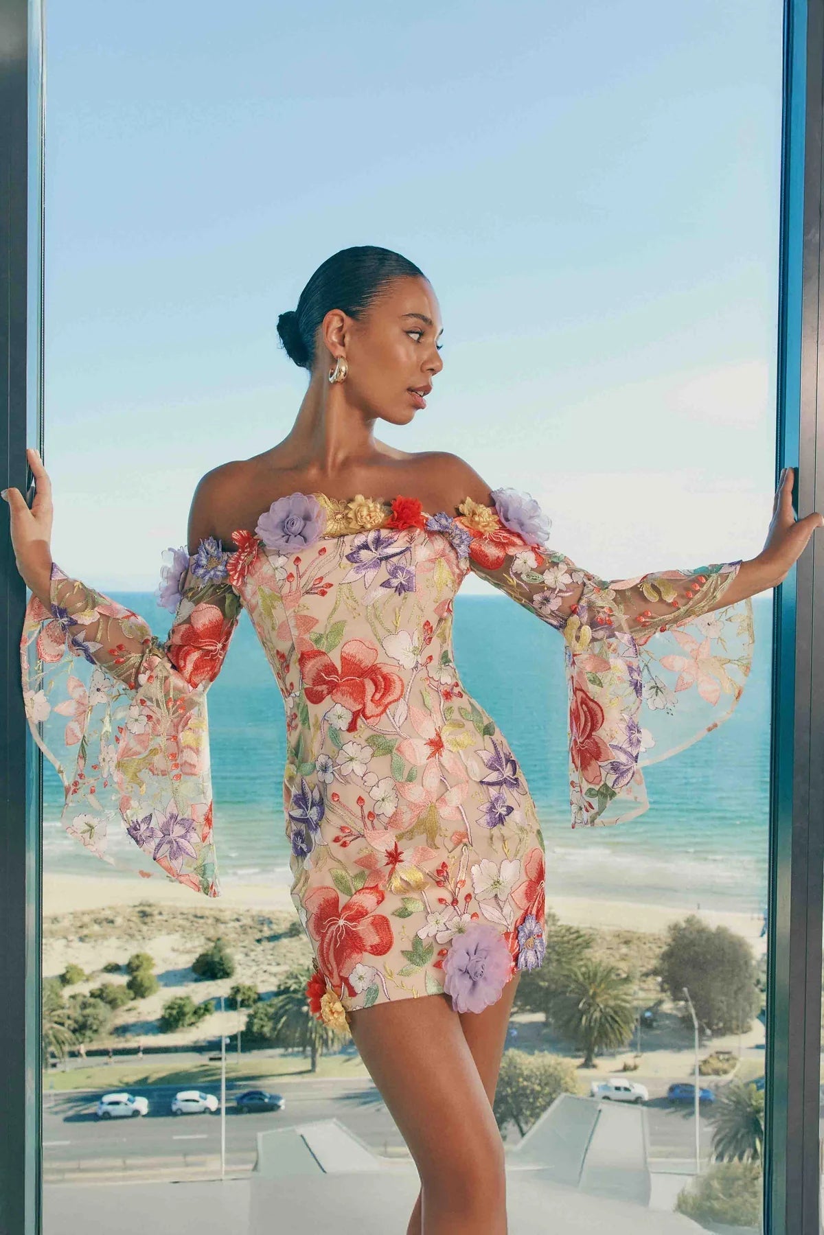 tabitha multicolor Off Shoulder Mini Dress in Floral Avalabel