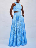 Eyelet Lace Top and Maxi Skirt Set Avalabel