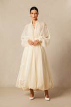 Lilly Deep V Neck Puff Sleeve Maxi Dress Avalabel