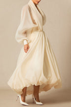 Lilly Deep V Neck Puff Sleeve Maxi Dress Avalabel