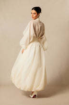 Lilly Deep V Neck Puff Sleeve Maxi Dress Avalabel