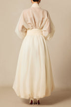 Lilly Deep V Neck Puff Sleeve Maxi Dress Avalabel