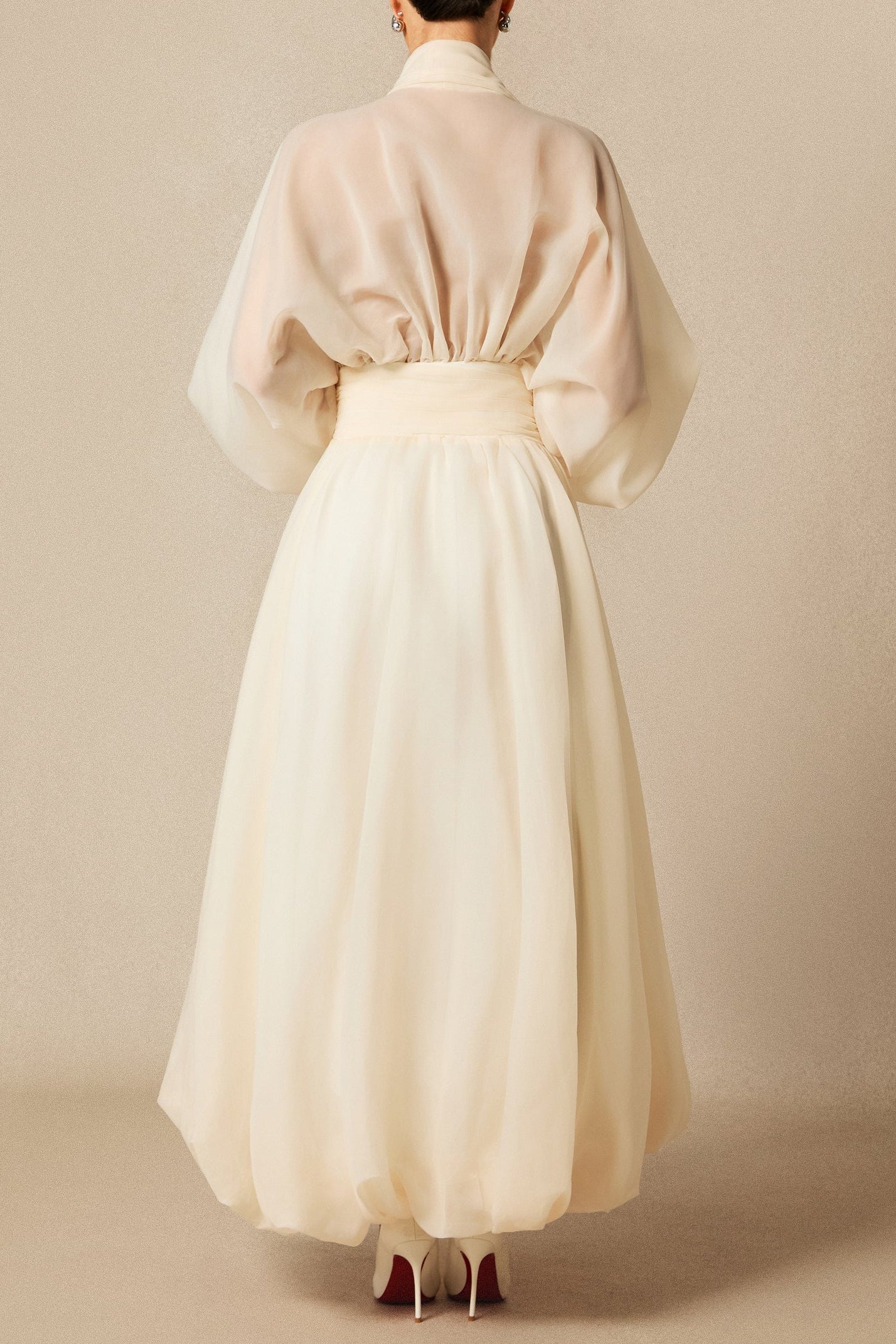 Lilly Deep V Neck Puff Sleeve Maxi Dress Avalabel