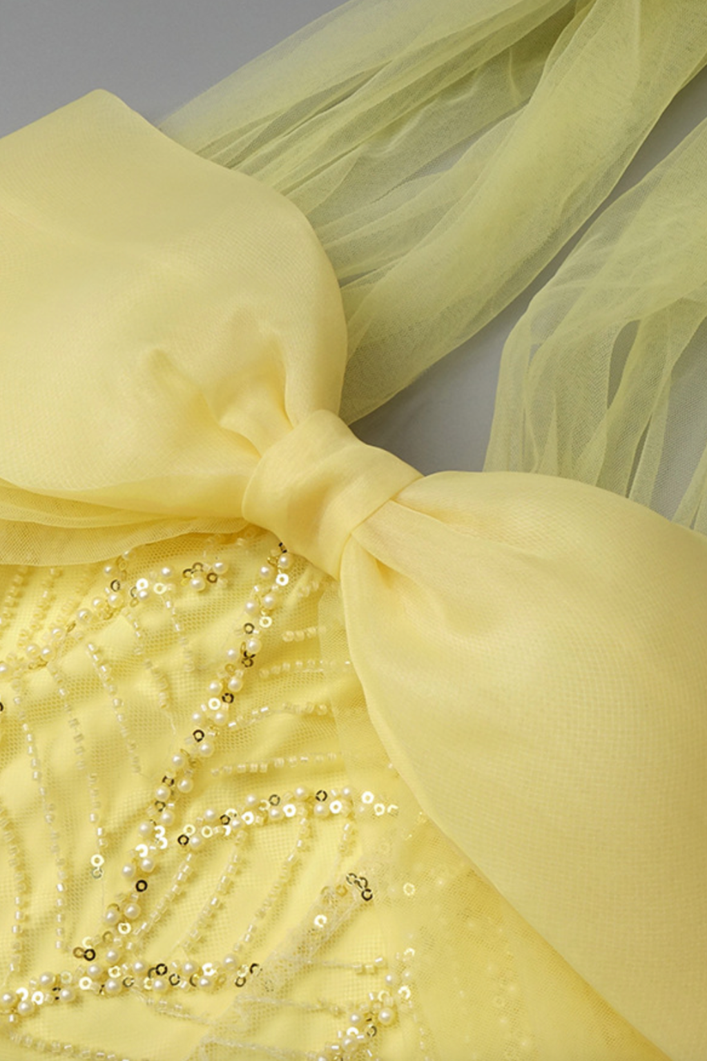 Kasey Halter Bow Beaded Mermaid Maxi Dress in Yellow Avalabel