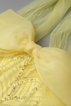 Kasey Halter Bow Beaded Mermaid Maxi Dress in Yellow Avalabel