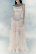 Hermosa Lace Splicing Layer Maxi Dress in Pink Avalabel