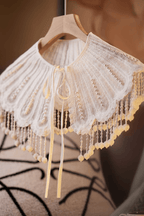White Lace Pearl Tassel Cape Shawl Avalabel