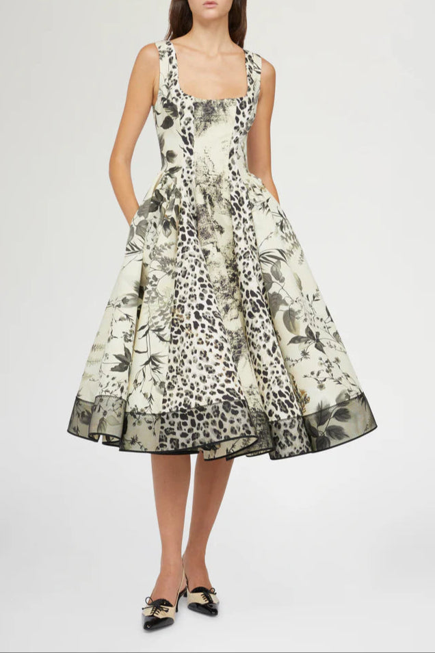 Maggie Leopard Print Pleated Midi Dress Soraya