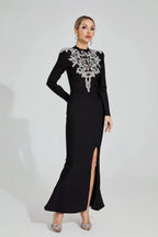 karen Black Diamond pattern Bandage maxi Dress Avalabel