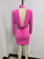 Crystal Embellished Ruched Bodycon Mini Dress in Pink Avalabel