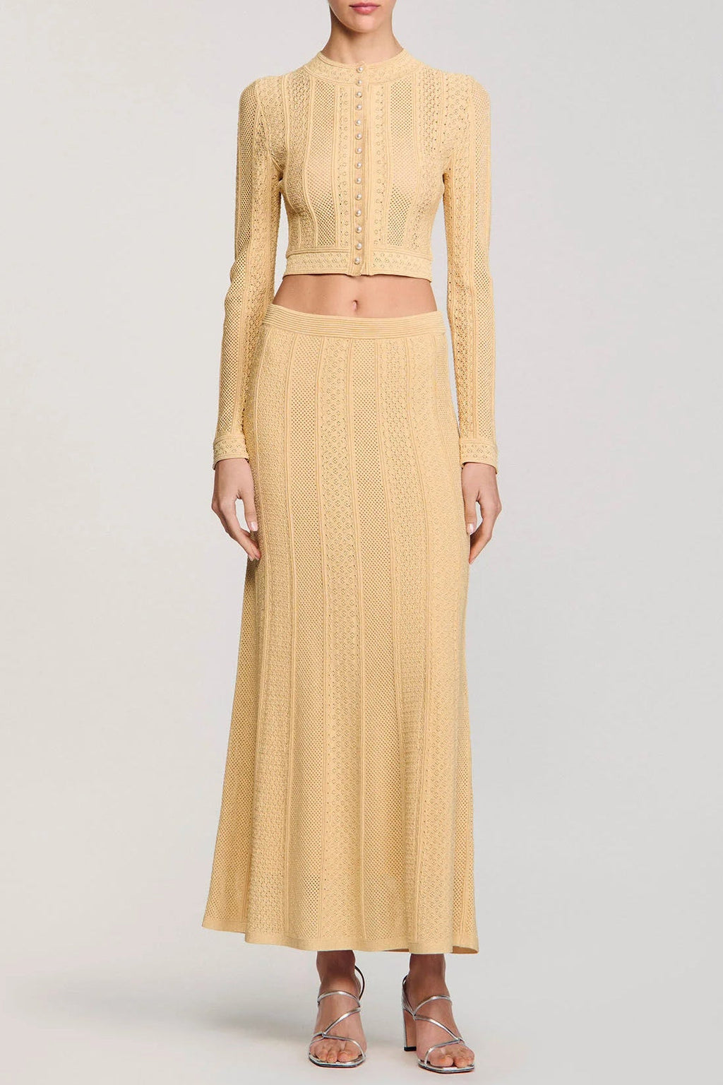tiffany knit top maxi skirt in yellow Avalabel
