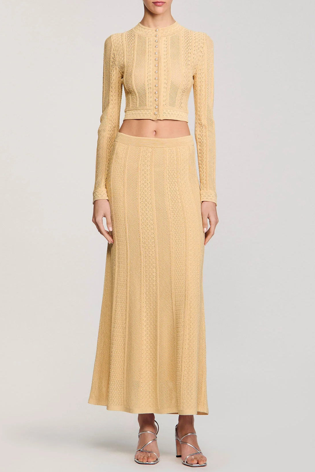 tiffany knit top maxi skirt in yellow Avalabel