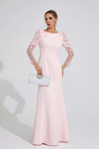 Victoria Pink Sequin Mesh Sleeve Maxi Dress Avalabel