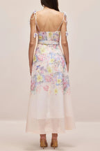 Emily Floral Printed Strap Corset Maxi Dress Avalabel