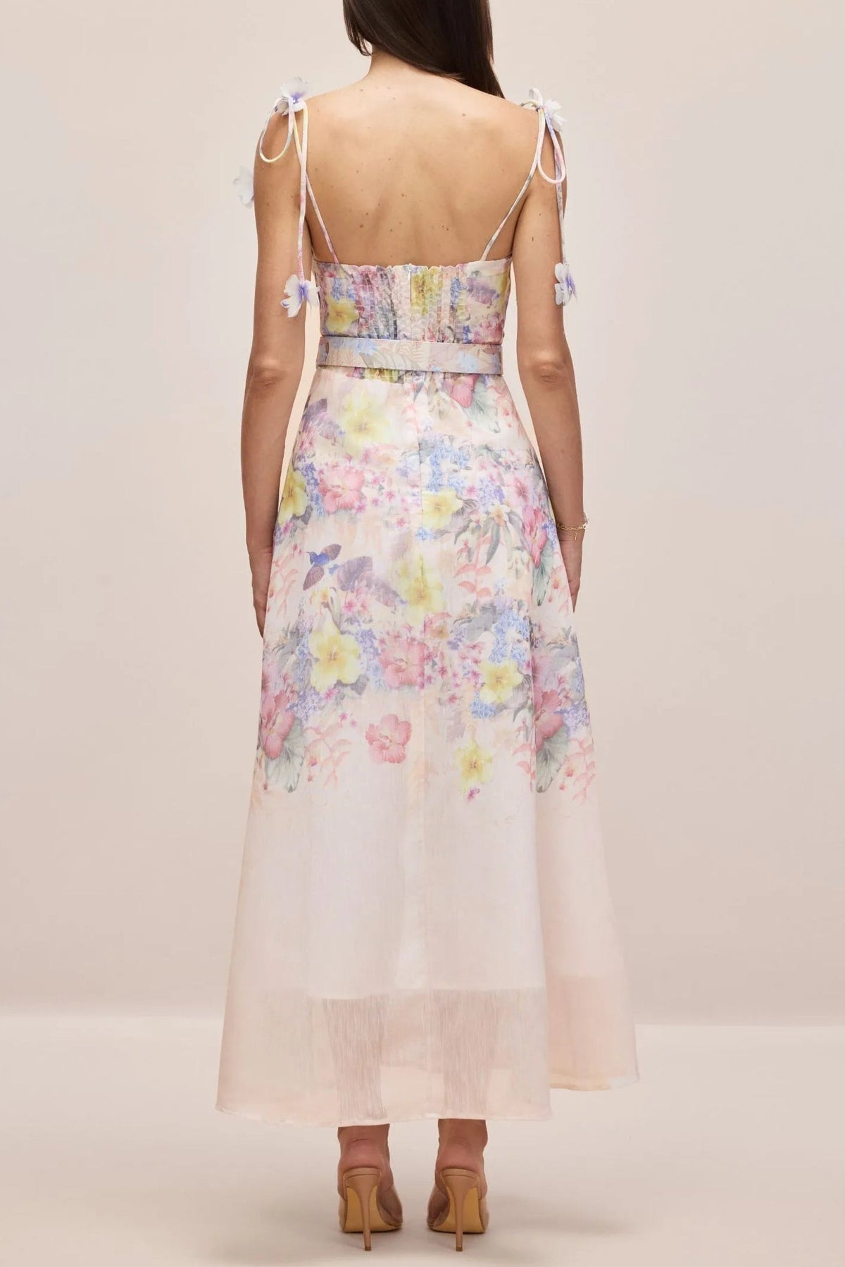 Emily Floral Printed Strap Corset Maxi Dress Avalabel