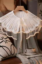 White Lace Pearl Tassel Cape Shawl Avalabel