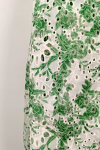 Margaux Green Floral Embroidered Halter Dress Avalabel
