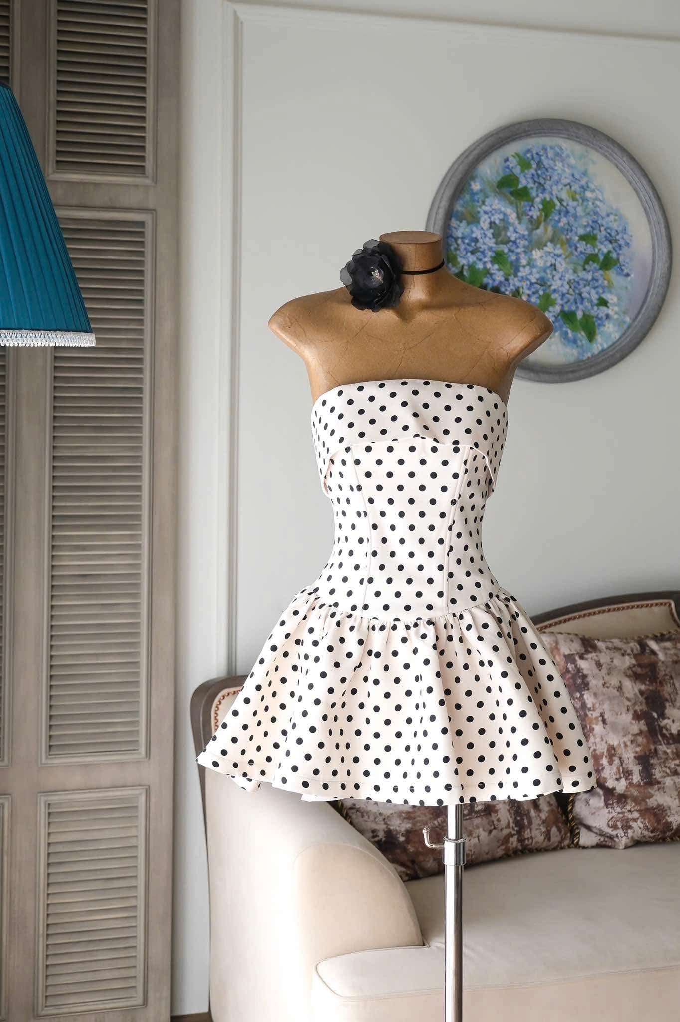 Lumi Dot Strapless Mini Dress Avalabel