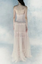 Hermosa Lace Splicing Layer Maxi Dress in Pink Avalabel