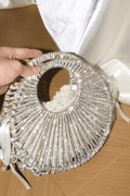 Silver Fan Shape Rhinestone Clutch Avalabel