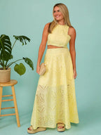 Eyelet Lace Top and Maxi Skirt Set Avalabel