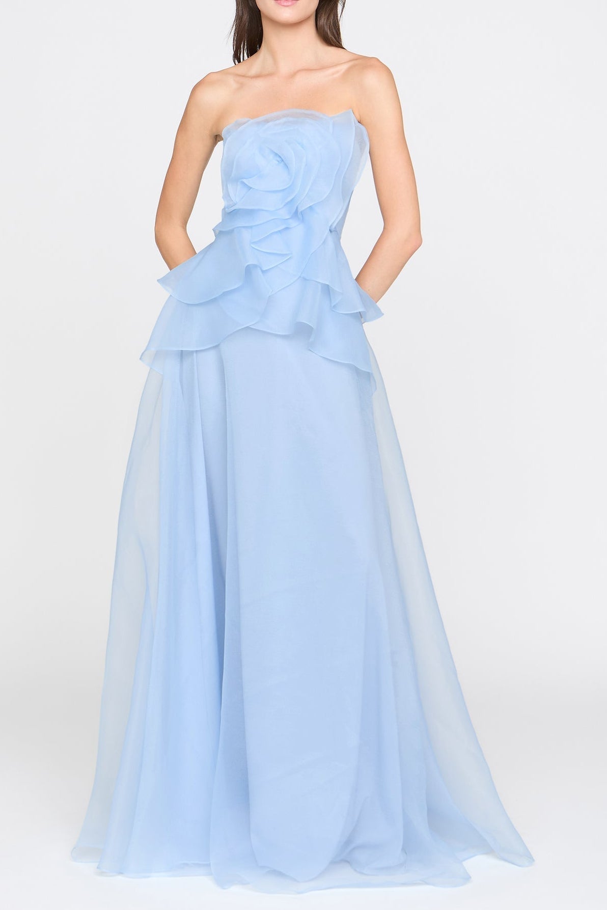 Mandy Off-Shoulder Flower Ruffle Maxi Dress - Blue Avalabel