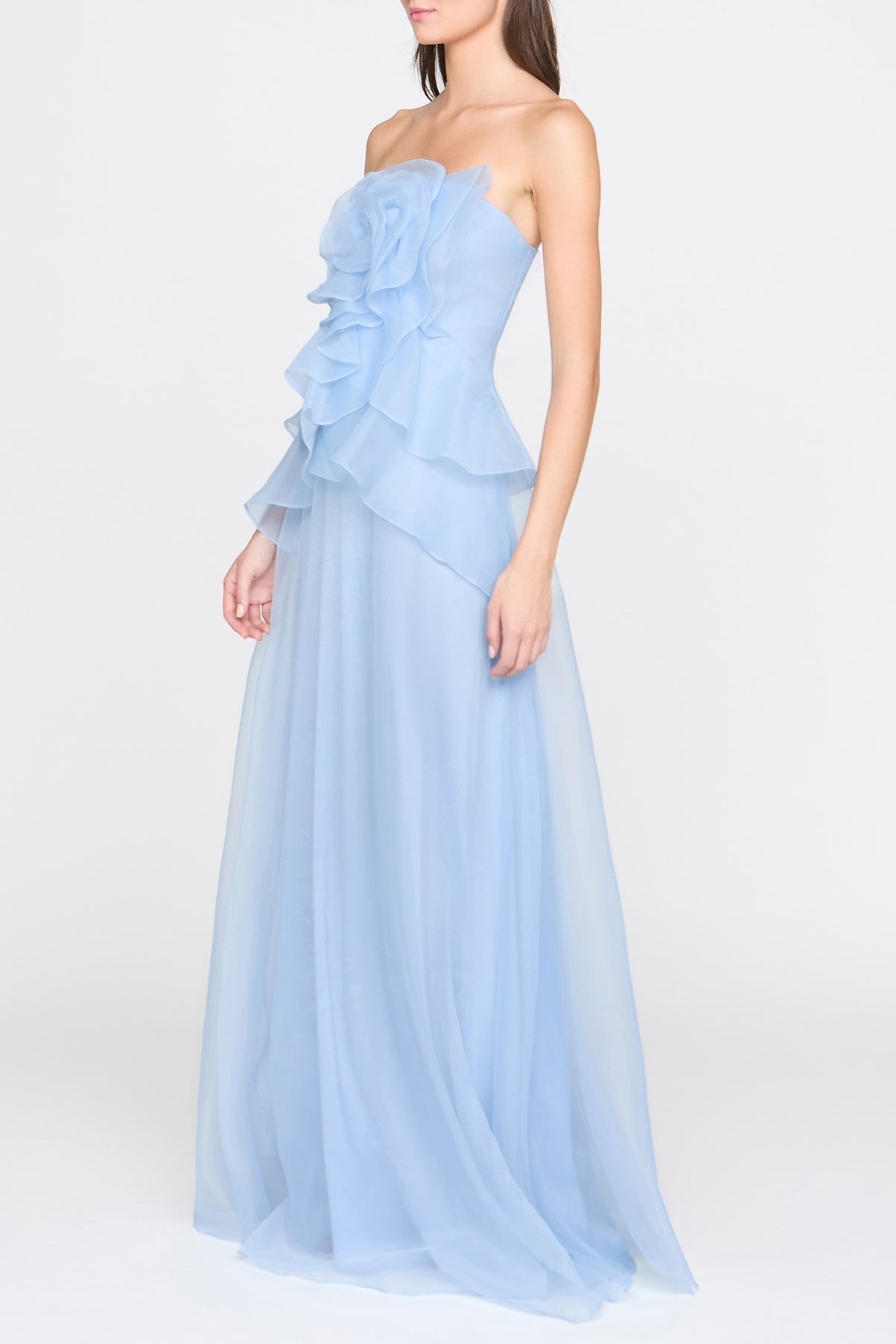 Mandy Off-Shoulder Flower Ruffle Maxi Dress - Blue Avalabel