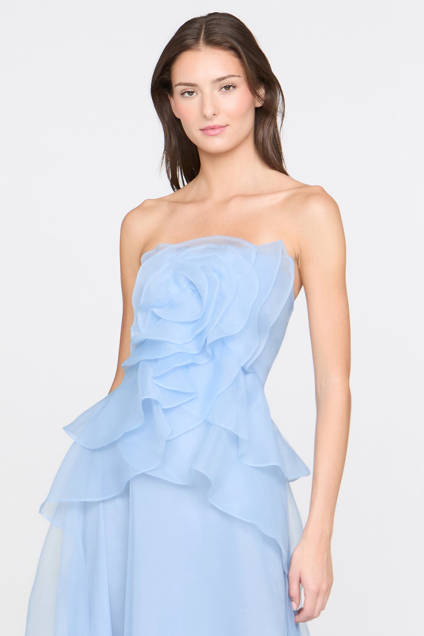 Mandy Off-Shoulder Flower Ruffle Maxi Dress - Blue Avalabel