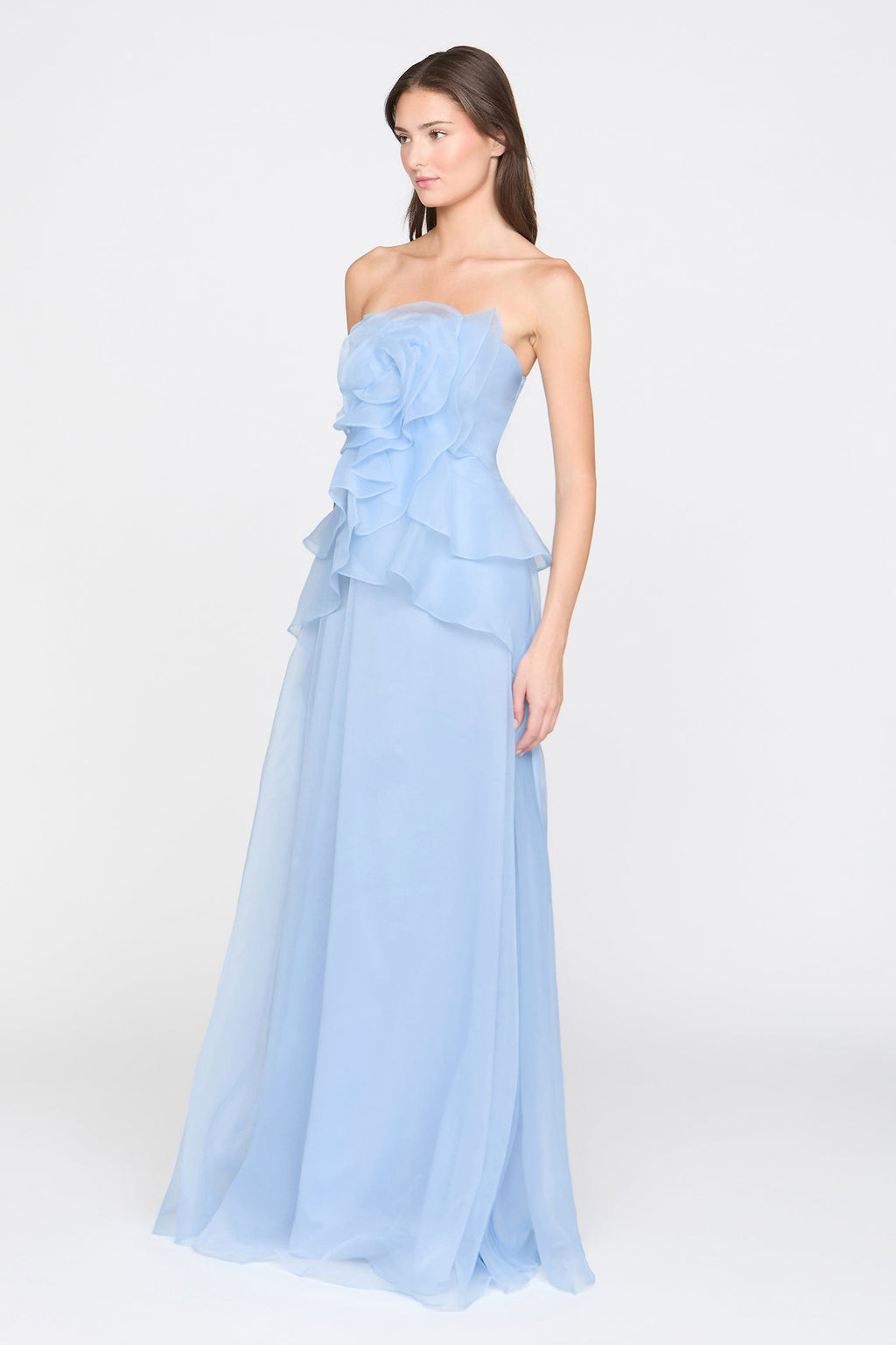 Mandy Off-Shoulder Flower Ruffle Maxi Dress - Blue Avalabel
