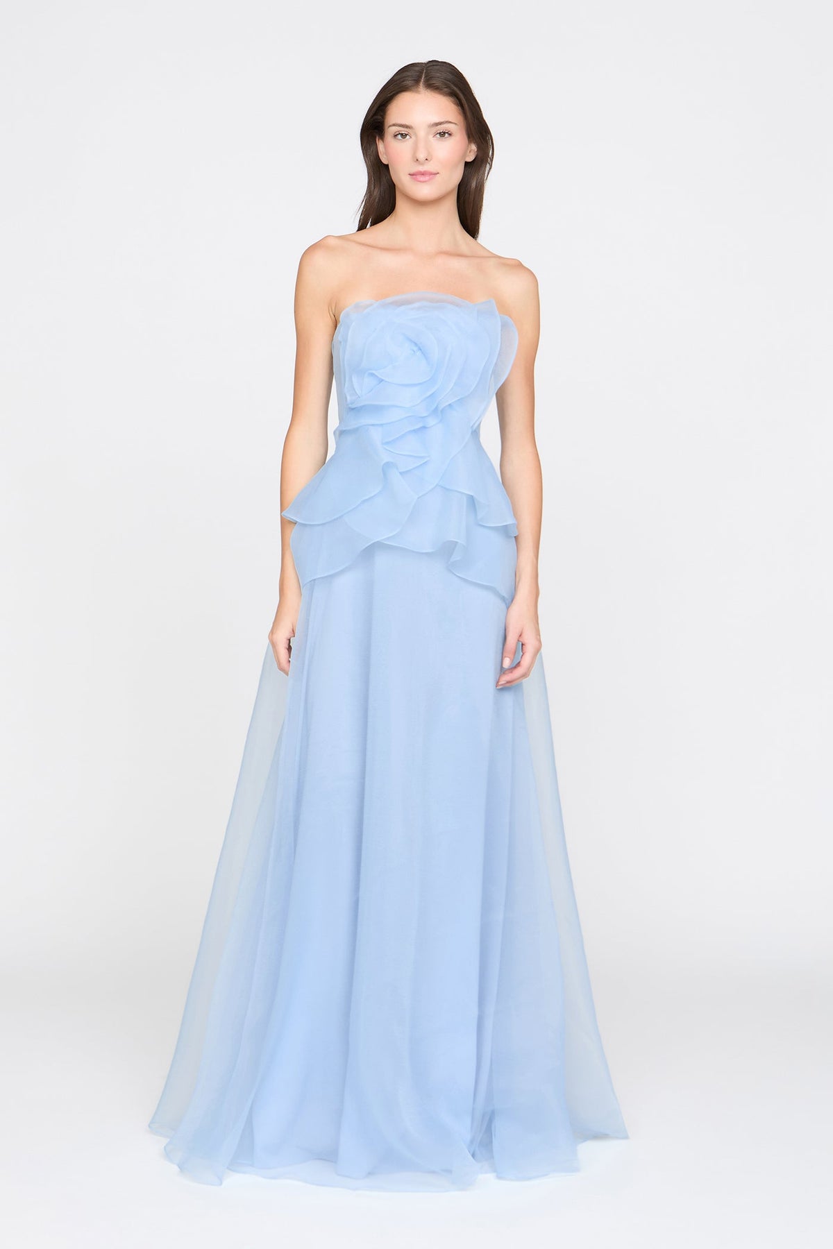 Mandy Off-Shoulder Flower Ruffle Maxi Dress - Blue Avalabel