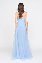 Mandy Off-Shoulder Flower Ruffle Maxi Dress - Blue Avalabel