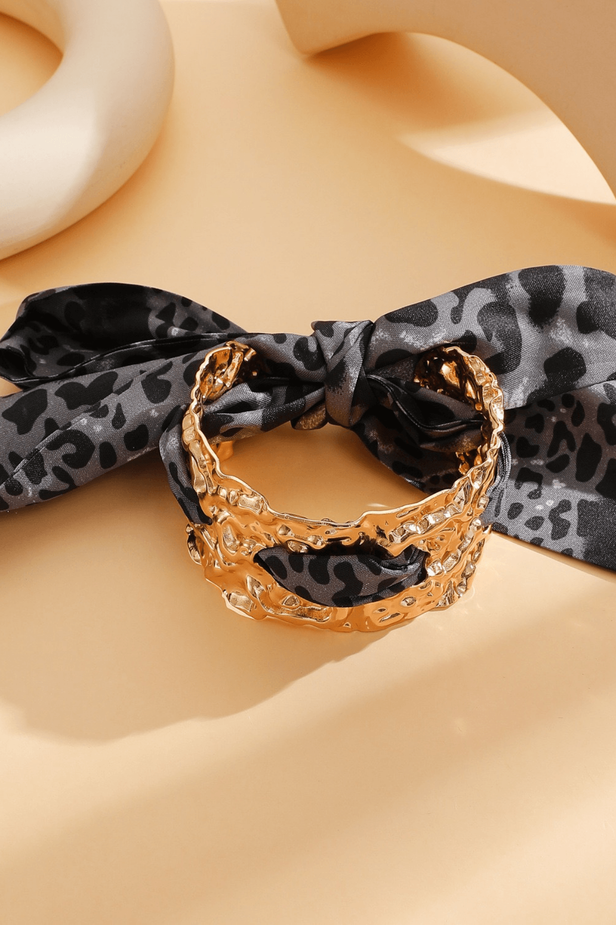 Leopard Silk Bow Textured Gold Bracelet Avalabel