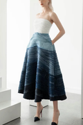 Mara Ombre Denim Strapless Tiered Midi Dress Avalabel
