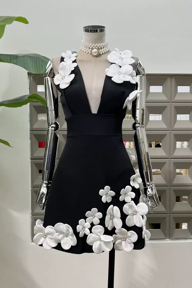Black and White Mini Dress Avalabel