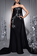 Junie Black Strapless Rhinestone Mermaid Dress Avalabel