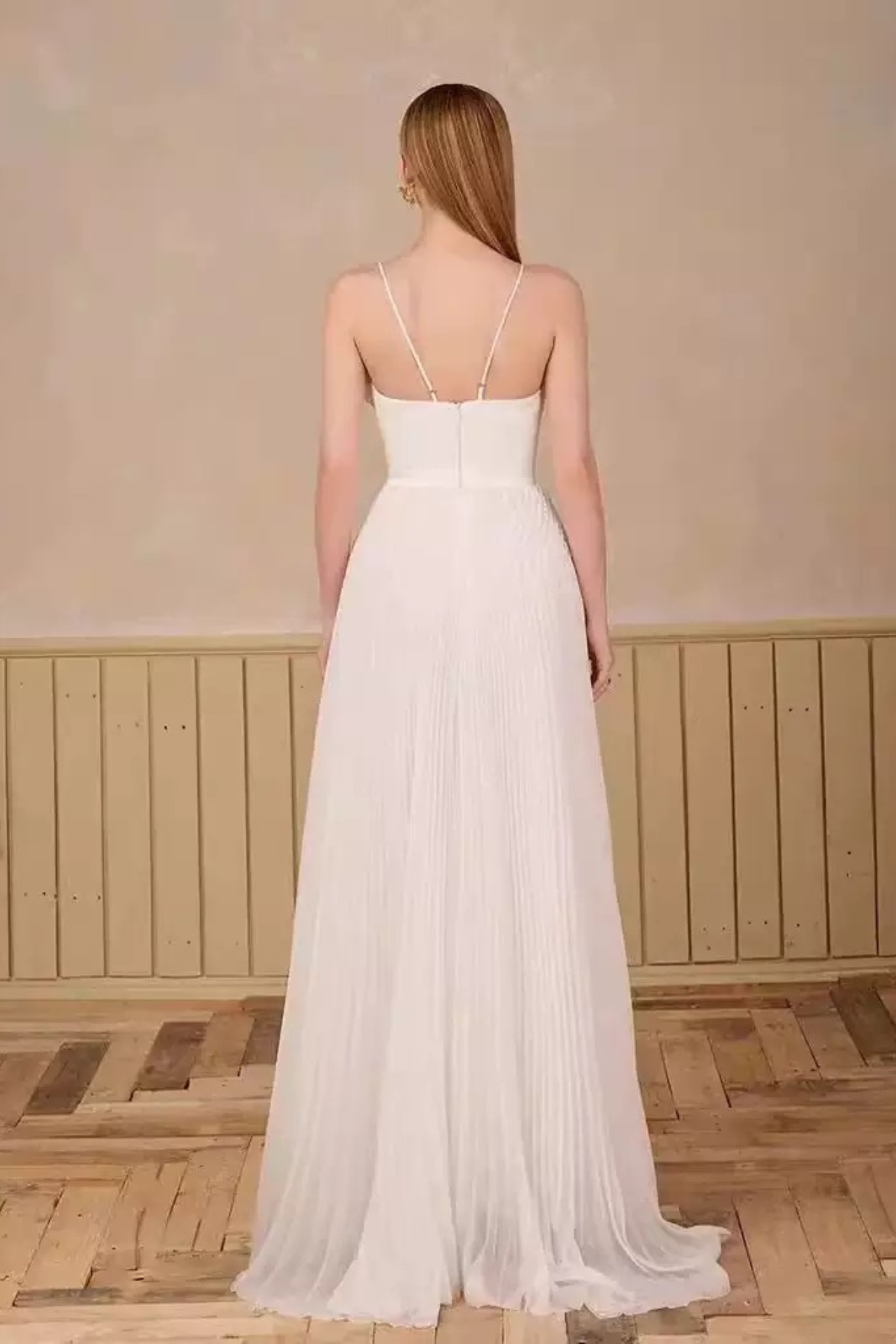 Kristin 3D Floral Spaghetti Strap Pleated Maxi Dress Avalabel