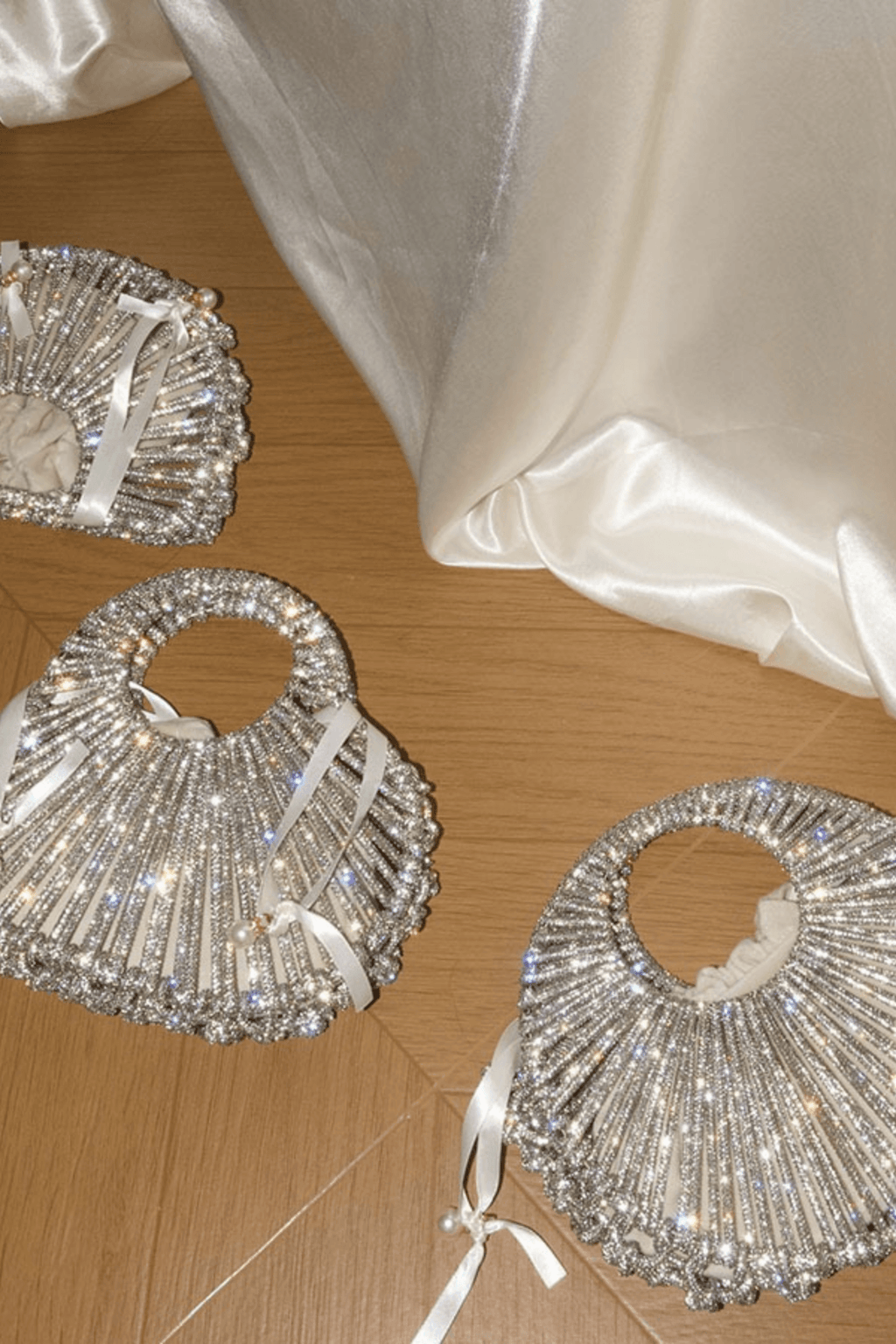Silver Fan Shape Rhinestone Clutch Avalabel