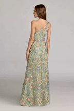 Carol Green Floral One Shoulder Embroidered Maxi Dress Avalabel