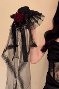 Gothic Top Hat with Lace Veil Avalabel