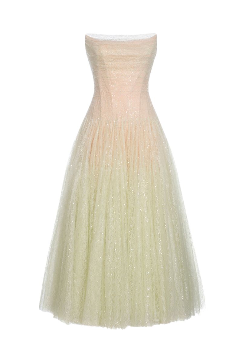 MINT DRAPED LACE MIDI DRESS Avalabel