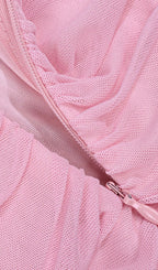 PINK STRAPLESS RUCHED MINI DRESS Avalabel