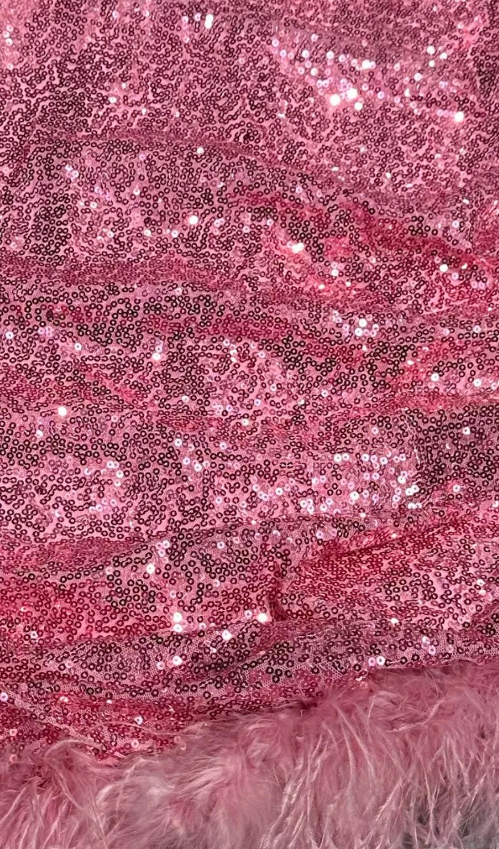 SEQUIN FEATHER MINI DRESS IN PINK Avalabel