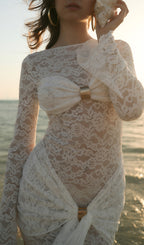 Lace Draped Neckline Mini Dress Avalabel