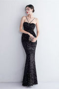 MARIAN BLACK CUTOUT SEQUINS HALTER MAXI DRESS Avalabel